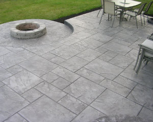 Patio made by stamp mix concrete